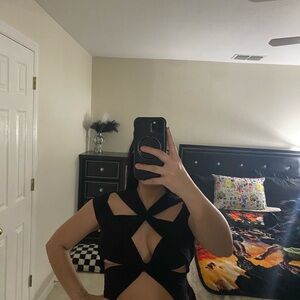 Fashion Nova Black Cut-Out bodysuit